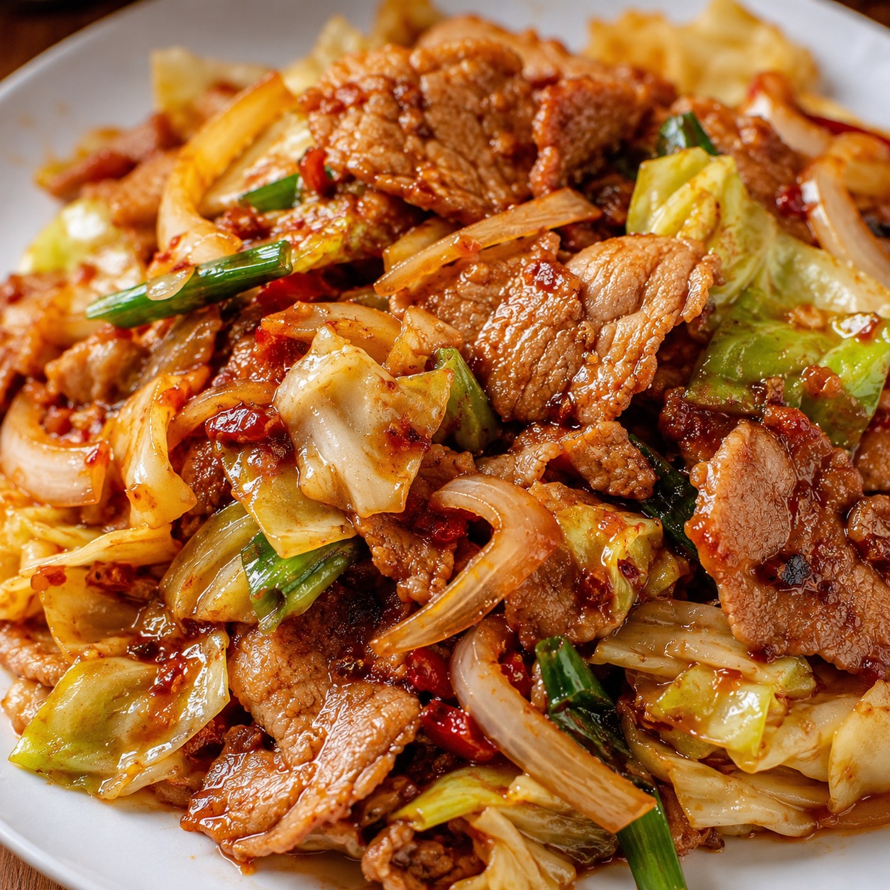 幸福周記祖傳手作辣椒醬香辣肉片炒高麗菜